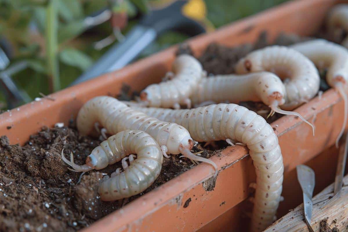 Gros vers blancs dans les pots de fleurs : Causes et solutions