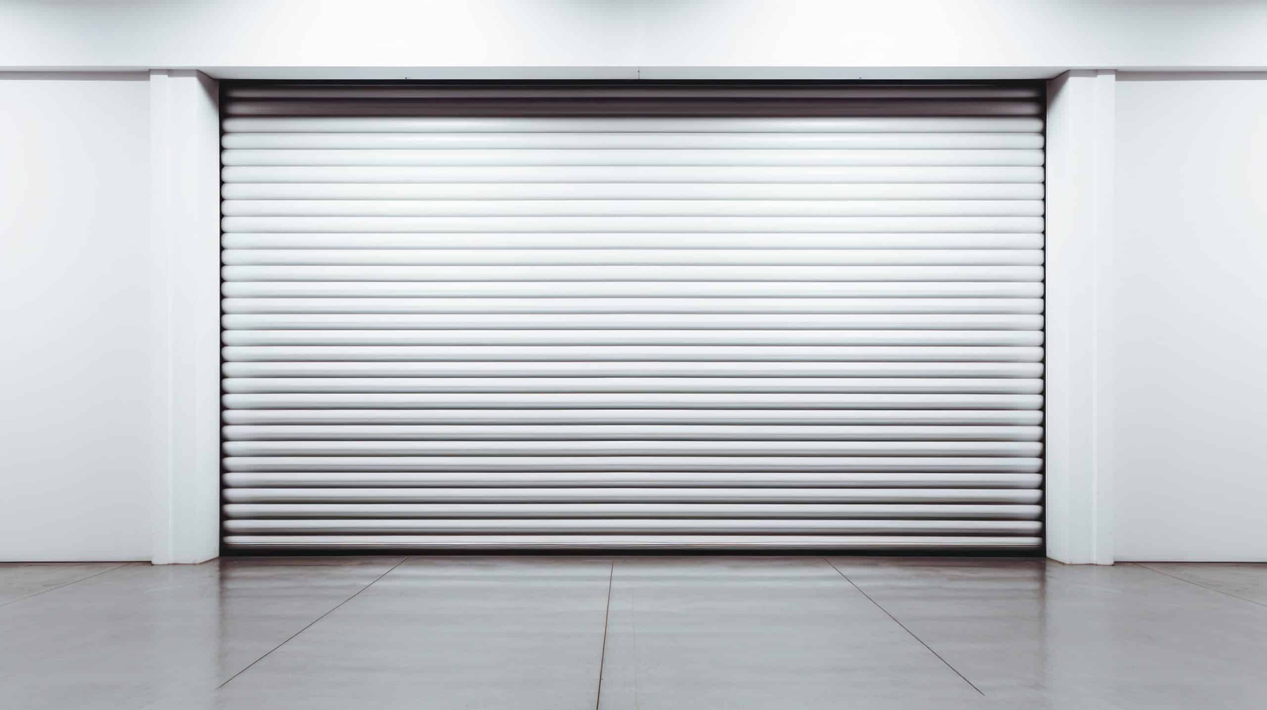 closed gray roller shutters