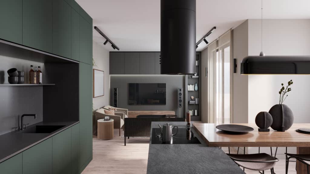 cuisine noire et bois