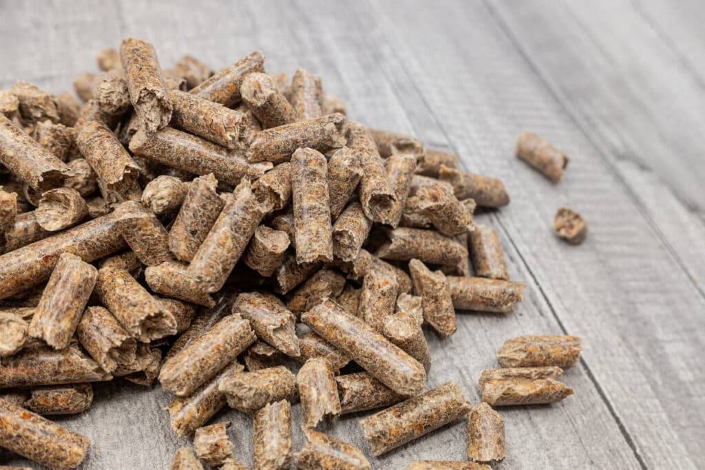 granulés de bois compressés utilisés comme combustible écologique