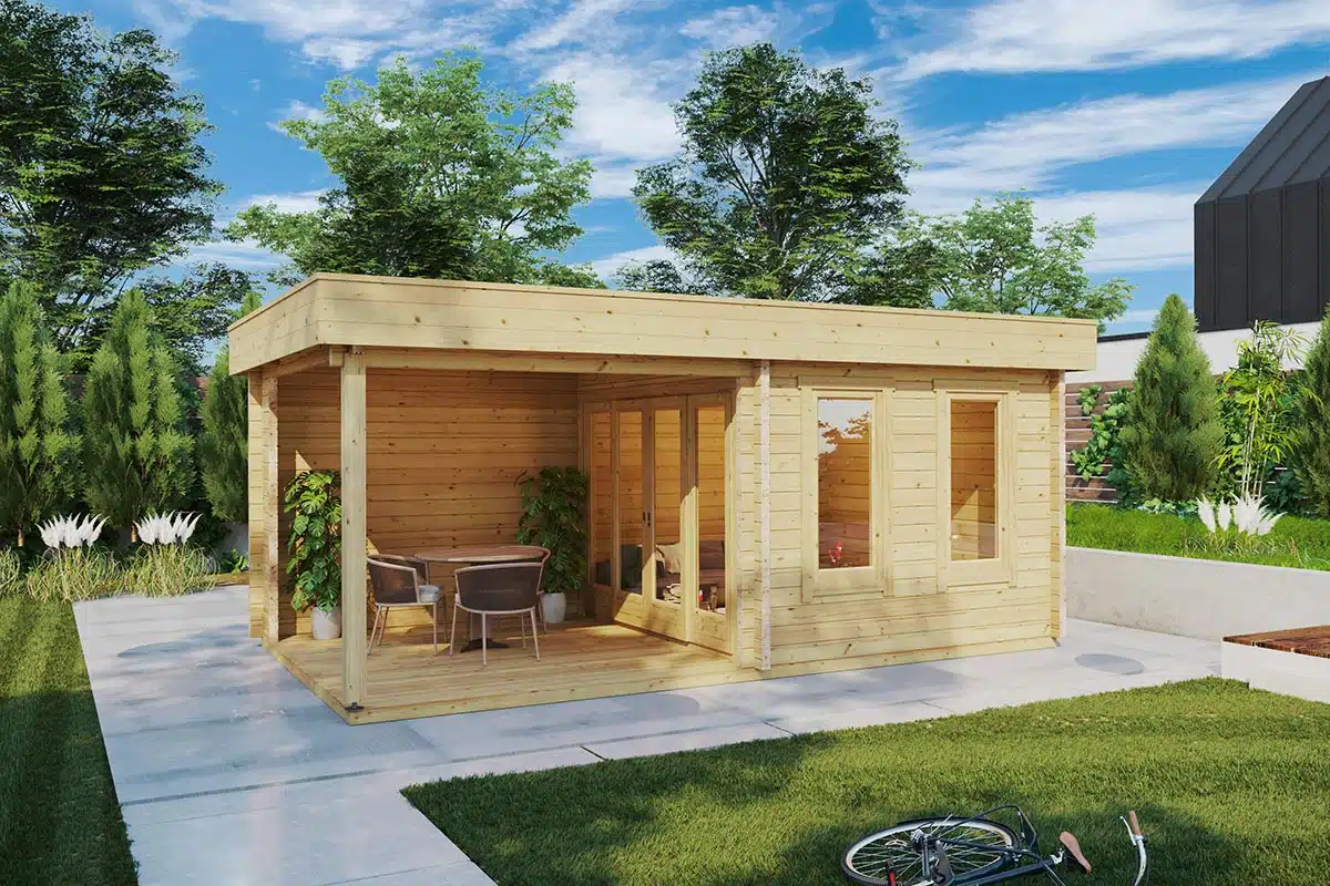 modern summer house with veranda lucas e 9m² | 44mm | 6x3m | g0